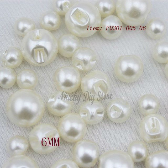 144pcs 6mm Pearl Buttons Side Hole Plastic Imitation Pearls Button Wedding  Clothing Collar Beads Material Decorative Accessories - AliExpress